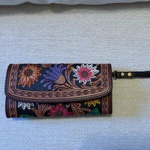 American Darling Floral Embossed Leather Clutch